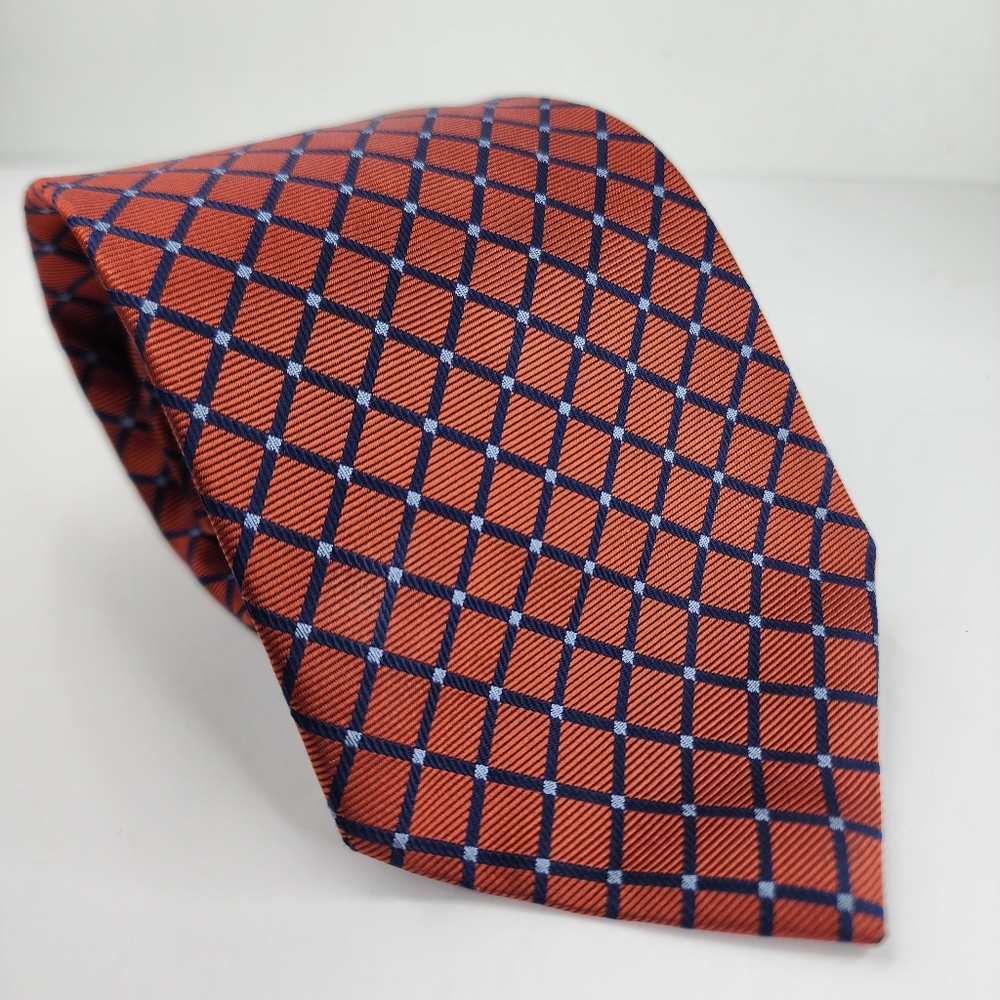 BROOKS BROTHERS 346 Orange & Blue Silk Tie.